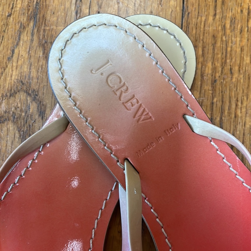 J. Crew Coral/Orange Patent Leather Flip Flop Sandals - Picture 3 of 4